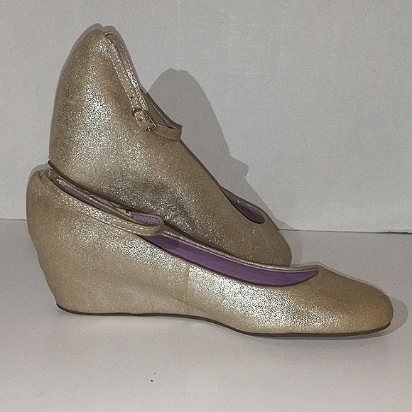Jeffrey Campbell Handmade Tahiti Last Gold Glitter Wedge size 8 - Picture 3 of 16